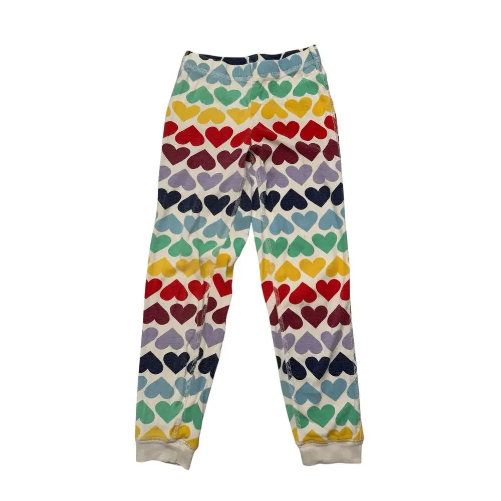 PRIMARY Rainbow Heart Stripes Long John Pajama Set Size 6-7 Kids Organic Unisex